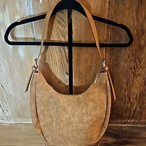 Elegant Tan Faux Suede Purse